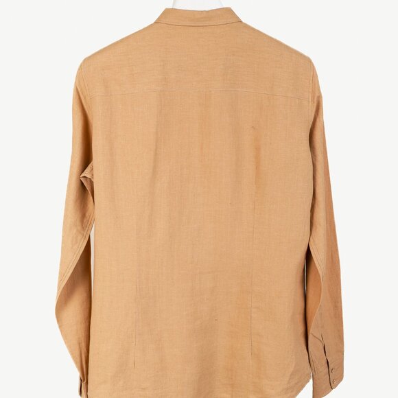 Loro Piana Tan Linen Long-Sleeve Buttoned Shirt - Picture 2 of 8